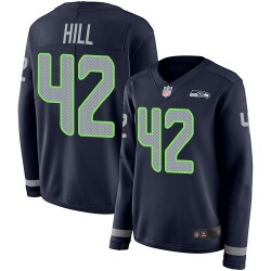 Limited Women's Delano Hill Navy Blue Jersey - #42 Football Seattle Seahawks Therma Long Sleeve