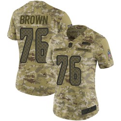 Limited Women's Duane Brown Camo Jersey - #76 Football Seattle Seahawks 2018 Salute to Service