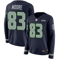 Limited Women's David Moore Navy Blue Jersey - #83 Football Seattle Seahawks Therma Long Sleeve