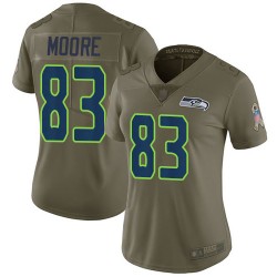 Limited Women's David Moore Olive Jersey - #83 Football Seattle Seahawks 2017 Salute to Service