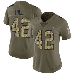 Limited Women's Delano Hill Olive/Camo Jersey - #42 Football Seattle Seahawks 2017 Salute to Service