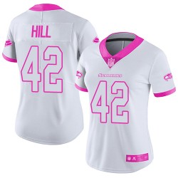 Limited Women's Delano Hill White/Pink Jersey - #42 Football Seattle Seahawks Rush Fashion