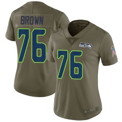 Limited Women's Duane Brown Olive Jersey - #76 Football Seattle Seahawks 2017 Salute to Service