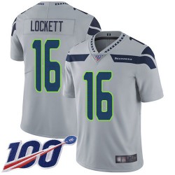 Limited Men's Tyler Lockett Grey Alternate Jersey - #16 Football Seattle Seahawks 100th Season Vapor Untouchable