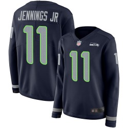 Limited Women's Gary Jennings Jr. Navy Blue Jersey - #11 Football Seattle Seahawks Therma Long Sleeve