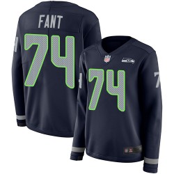 Limited Women's George Fant Navy Blue Jersey - #74 Football Seattle Seahawks Therma Long Sleeve