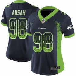 Limited Women's Ezekiel Ansah Navy Blue Jersey - #98 Football Seattle Seahawks Rush Drift Fashion