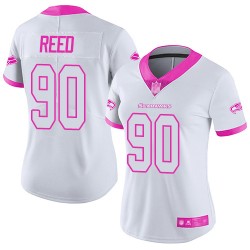 Limited Women's Jarran Reed White/Pink Jersey - #90 Football Seattle Seahawks Rush Fashion