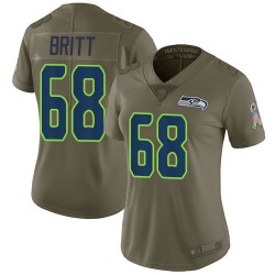 Limited Women's Justin Britt Olive Jersey - #68 Football Seattle Seahawks 2017 Salute to Service