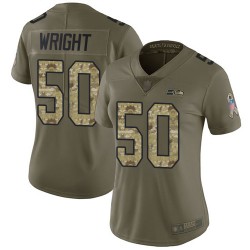 Limited Women's K.J. Wright Olive/Camo Jersey - #50 Football Seattle Seahawks 2017 Salute to Service