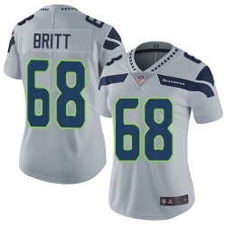 Limited Women's Justin Britt Grey Alternate Jersey - #68 Football Seattle Seahawks Vapor Untouchable