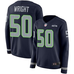 Limited Women's K.J. Wright Navy Blue Jersey - #50 Football Seattle Seahawks Therma Long Sleeve
