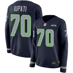 Limited Women's Mike Iupati Navy Blue Jersey - #70 Football Seattle Seahawks Therma Long Sleeve
