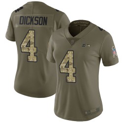 Limited Women's Michael Dickson Olive/Camo Jersey - #4 Football Seattle Seahawks 2017 Salute to Service