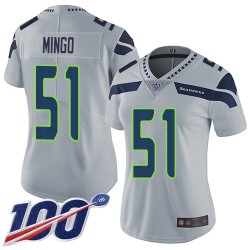Limited Women's Barkevious Mingo Grey Alternate Jersey - #51 Football Seattle Seahawks 100th Season Vapor Untouchable