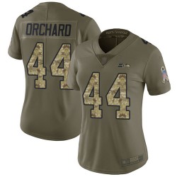 Limited Women's Nate Orchard Olive/Camo Jersey - #44 Football Seattle Seahawks 2017 Salute to Service