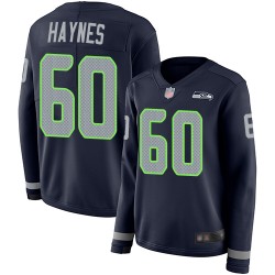 Limited Women's Phil Haynes Navy Blue Jersey - #60 Football Seattle Seahawks Therma Long Sleeve