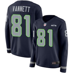 Limited Women's Nick Vannett Navy Blue Jersey - #81 Football Seattle Seahawks Therma Long Sleeve