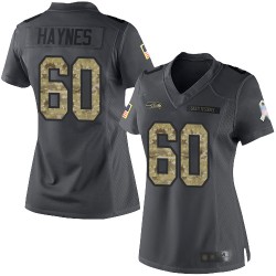 Limited Women's Phil Haynes Black Jersey - #60 Football Seattle Seahawks 2016 Salute to Service