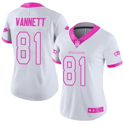 Limited Women's Nick Vannett White/Pink Jersey - #81 Football Seattle Seahawks Rush Fashion