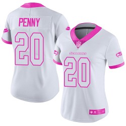 Limited Women's Rashaad Penny White/Pink Jersey - #20 Football Seattle Seahawks Rush Fashion