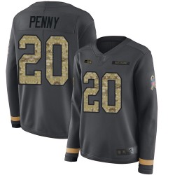 Limited Women's Rashaad Penny Black Jersey - #20 Football Seattle Seahawks Salute to Service Therma Long Sleeve