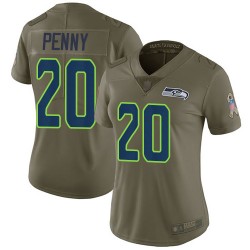 Limited Women's Rashaad Penny Olive Jersey - #20 Football Seattle Seahawks 2017 Salute to Service