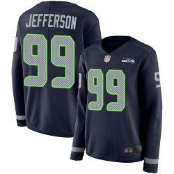 Limited Women's Quinton Jefferson Navy Blue Jersey - #99 Football Seattle Seahawks Therma Long Sleeve
