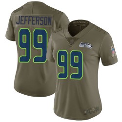 Limited Women's Quinton Jefferson Olive Jersey - #99 Football Seattle Seahawks 2017 Salute to Service