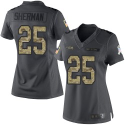 Limited Women's Richard Sherman Black Jersey - #25 Football Seattle Seahawks 2016 Salute to Service