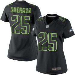 Limited Women's Richard Sherman Black Jersey - #25 Football Seattle Seahawks Impact