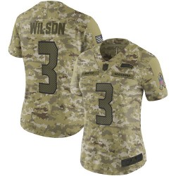 Limited Women's Russell Wilson Camo Jersey - #3 Football Seattle Seahawks 2018 Salute to Service