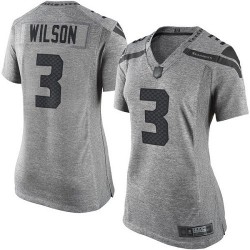 Limited Women's Russell Wilson Gray Jersey - #3 Football Seattle Seahawks Gridiron