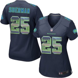 Limited Women's Richard Sherman Navy Blue Jersey - #25 Football Seattle Seahawks Strobe