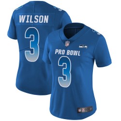 Limited Women's Russell Wilson Royal Blue Jersey - #3 Football Seattle Seahawks NFC 2019 Pro Bowl