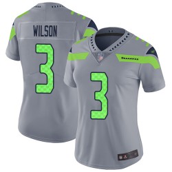 Limited Women's Russell Wilson Silver Jersey - #3 Football Seattle Seahawks Inverted Legend