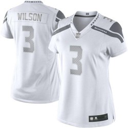 Limited Women's Russell Wilson White Jersey - #3 Football Seattle Seahawks Platinum