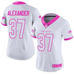Limited Women's Shaun Alexander White/Pink Jersey - #37 Football Seattle Seahawks Rush Fashion