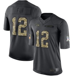 Limited Youth 12th Fan Black Jersey - Football Seattle Seahawks 2016 Salute to Service