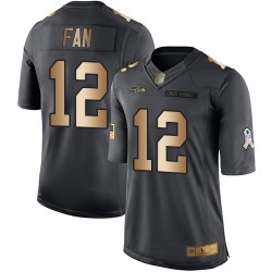Limited Youth 12th Fan Black/Gold Jersey - Football Seattle Seahawks Salute to Service