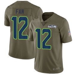 Limited Youth 12th Fan Olive Jersey - Football Seattle Seahawks 2017 Salute to Service