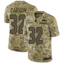 Limited Youth Chris Carson Camo Jersey - #32 Football Seattle Seahawks 2018 Salute to Service