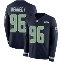 Limited Youth Cortez Kennedy Navy Blue Jersey - #96 Football Seattle Seahawks Therma Long Sleeve