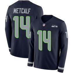 Limited Youth D.K. Metcalf Navy Blue Jersey - #14 Football Seattle Seahawks Therma Long Sleeve