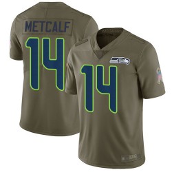 Limited Youth D.K. Metcalf Olive Jersey - #14 Football Seattle Seahawks 2017 Salute to Service
