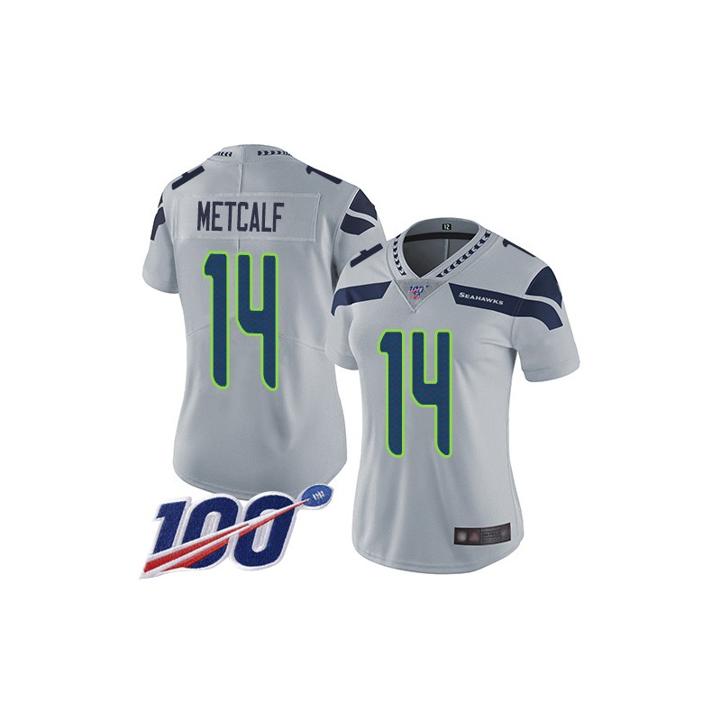 شايع الشايع Limited Women's D.K. Metcalf Grey Alternate Jersey - #14 Football Seattle  Seahawks 100th Season Vapor Untouchable Size S شايع الشايع