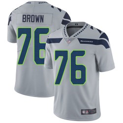 Limited Youth Duane Brown Grey Alternate Jersey - #76 Football Seattle Seahawks Vapor Untouchable