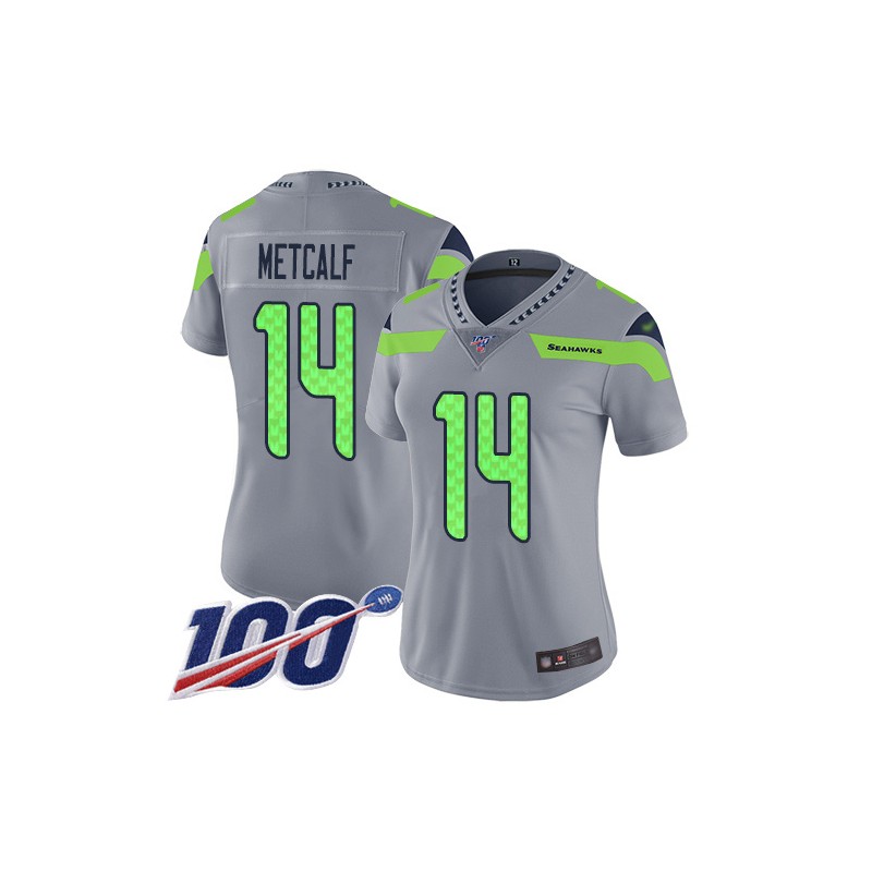 اللون الكهرماني Limited Women's D.K. Metcalf Silver Jersey - #14 Football Seattle Seahawks  100th Season Inverted Legend Size S اللون الكهرماني
