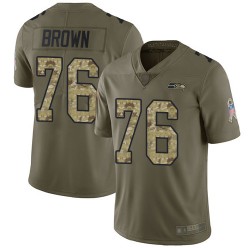 Limited Youth Duane Brown Olive/Camo Jersey - #76 Football Seattle Seahawks 2017 Salute to Service
