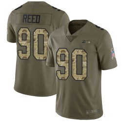 Limited Youth Jarran Reed Olive/Camo Jersey - #90 Football Seattle Seahawks 2017 Salute to Service